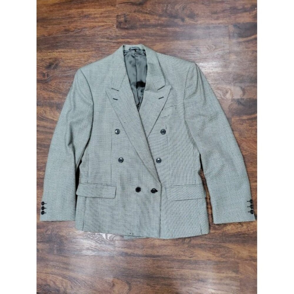 VTG Missoni Wool Long Sleeve Houndstooth Double Breasted Blazer White/Black 38 M - Picture 4 of 16
